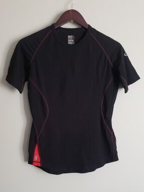 Icebreaker Black Short Sleeve Performance Tee with Red Accents